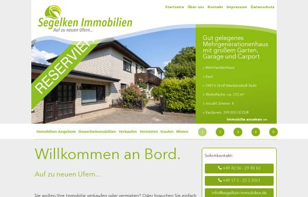 Vorschau von www.segelken-immobilien.de, Segelken Immobilien e.K. - Inh. Claudia Segelken