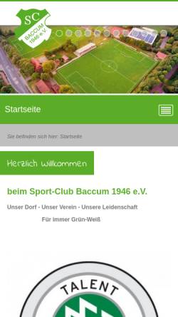 Vorschau der mobilen Webseite sc-baccum.de, Sport-Club Baccum 1946 e.V.