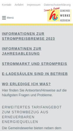 Vorschau der mobilen Webseite www.gemeindewerke-herxheim.de, Gemeindewerke Herxheim