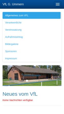 Vorschau der mobilen Webseite www.vfl-ummern.de, VFL Germania Ummern e.V.