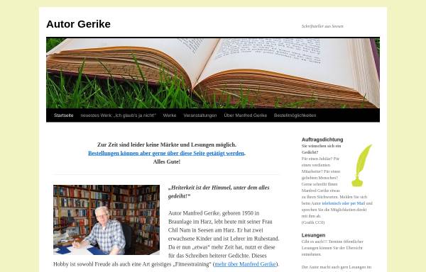 Vorschau von www.autor-gerike.de, Schriftsteller Manfred Gerike