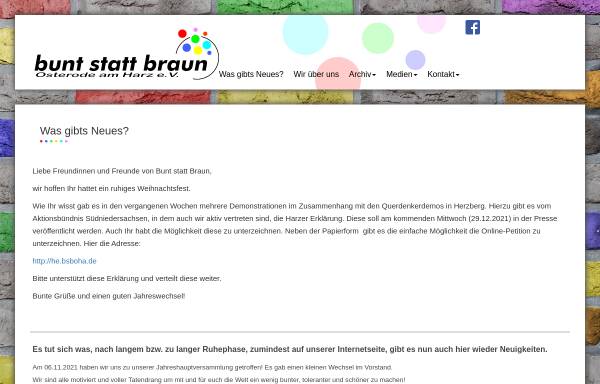 Vorschau von www.bsboha.de, Bürgerbündnis Bunt statt Braun im Landkreis Osterode am Harz e.V.