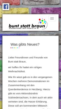 Vorschau der mobilen Webseite www.bsboha.de, Bürgerbündnis Bunt statt Braun im Landkreis Osterode am Harz e.V.