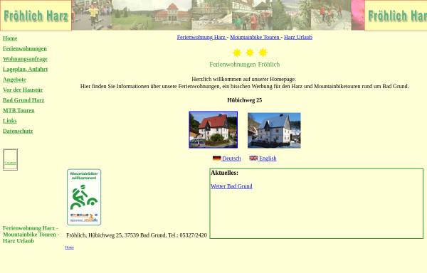 Vorschau von www.froehlich-harz.de, Ferienwohnungen Fröhlich