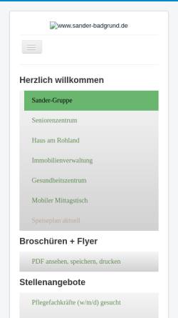 Vorschau der mobilen Webseite www.sander-badgrund.de, Sander-Gruppe