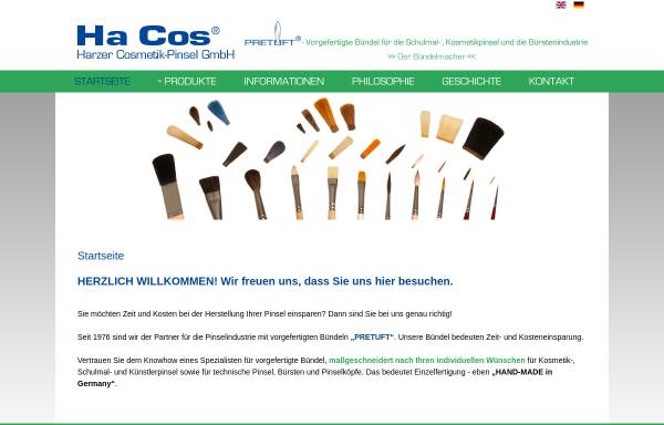 Vorschau von www.hacos.de, HaCos GmbH - Harzer Cosmetik-Pinsel
