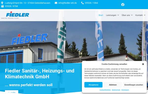 Vorschau von www.fiedler-shl.de, Fiedler Sanitär- Heizungs- und Lüftungsbau GmbH