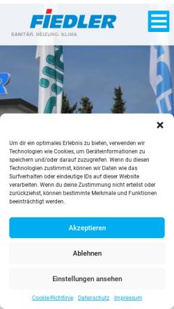 Vorschau der mobilen Webseite www.fiedler-shl.de, Fiedler Sanitär- Heizungs- und Lüftungsbau GmbH