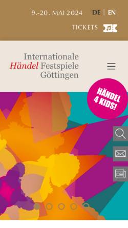 Vorschau der mobilen Webseite www.haendel-festspiele.de, Internationale Händel-Festspiele