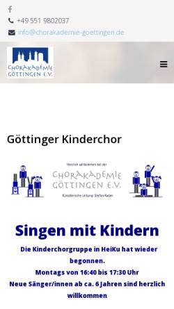 Vorschau der mobilen Webseite www.chorakademie-goettingen.de, Chorakademie Göttingen e.V.