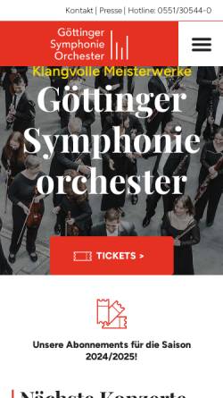 Vorschau der mobilen Webseite www.gso-online.de, Göttinger Symphonie Orchester