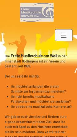Vorschau der mobilen Webseite www.freie-musikschule-am-wall.de, Freie Musikschule am Wall e.V.