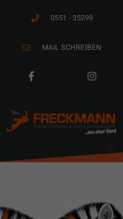 Vorschau der mobilen Webseite www.textildruck-freckmann.de, Sportteam Freckmann GmbH