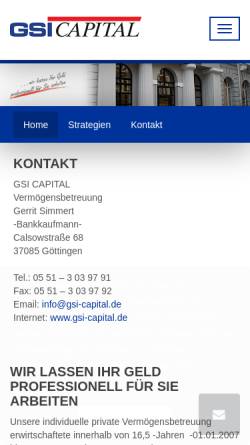 Vorschau der mobilen Webseite www.gs-finanzagentur.de, GS Gerrit Simmert Finanzagentur