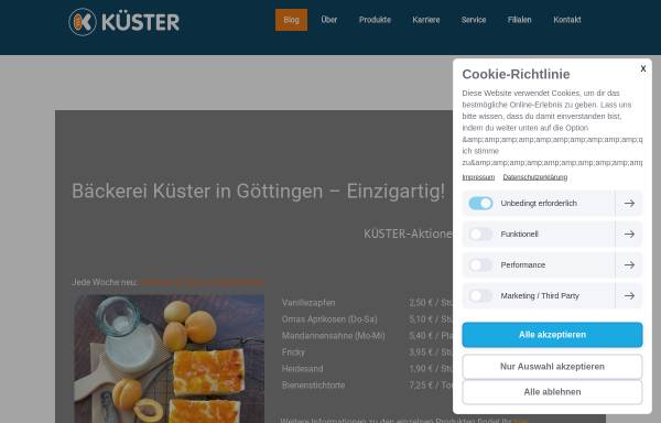 Vorschau von www.kuester.de, Bäckerei Küster GmbH