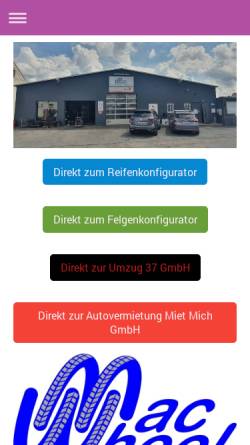 Vorschau der mobilen Webseite www.reifenhalle.de, Mac-Wheel GmbH