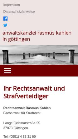 Vorschau der mobilen Webseite anwaltskanzlei-kahlen.de, Anwaltskanzlei Rasmus Kahlen