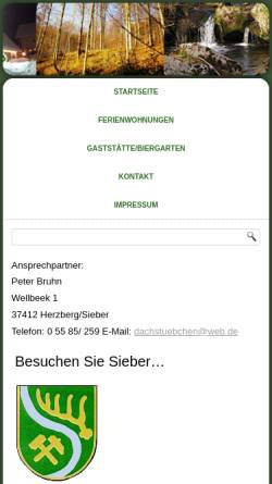 Vorschau der mobilen Webseite www.cafe-dachstuebchen.de, Cafe - Restaurant Dachstübchen - Peter Bruhn