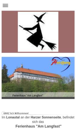 Vorschau der mobilen Webseite www.feha-langfast.de, Ferienhaus Am Langfast - Anne Schleicher