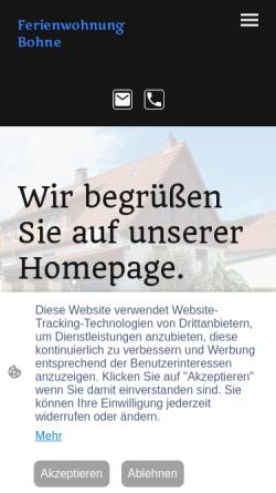 Vorschau der mobilen Webseite www.ferienwohnung-bohne.de, Ferienwohnung Bohne - Christel Bohne
