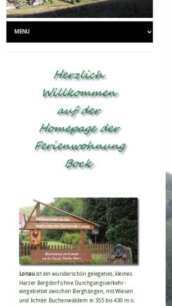 Vorschau der mobilen Webseite www.fewo-bock-lonau.de, Ferienwohnung Bock - Christel Bock