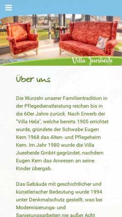 Vorschau der mobilen Webseite www.villajuesheide.de, Villa Juesheide GmbH
