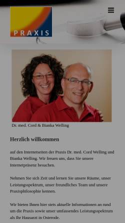 Vorschau der mobilen Webseite praxis-welling.de, Praxis Dr. Cord und Bianka Welling