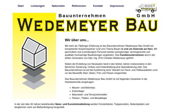 Vorschau von www.wedemeyer-bau.de, Wedemeyer Bau GmbH - Osterode am Harz