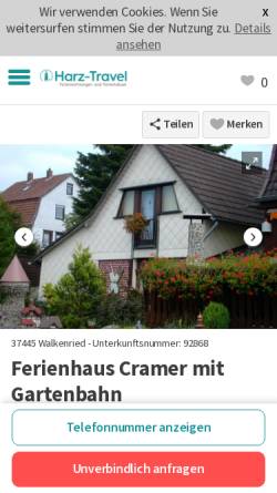 Vorschau der mobilen Webseite www.ferienhaus-cramer.de, Ferienhaus Karl-Heinz Cramer