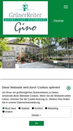 Vorschau der mobilen Webseite www.gruener-reiter.de, Grüner Reiter Gino, Bistro-Café-Ristorante - Inh. Luigi Giampaolo