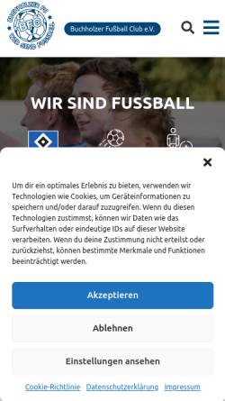 Vorschau der mobilen Webseite www.bfc.info, Buchholzer Fussball Club e. V.