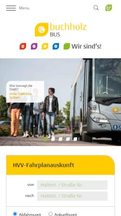 Vorschau der mobilen Webseite www.buchholz-bus.de, Buchholz Bus - Verkehrsbetriebe Buchholz i.d.N. GmbH