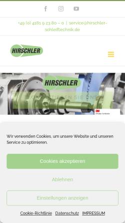 Vorschau der mobilen Webseite hirschler-schleiftechnik.de, Hirschler Oberflächentechnik GmbH