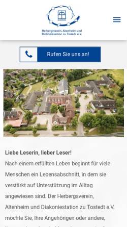 Vorschau der mobilen Webseite www.herbergsverein-tostedt.de, Herbergsverein, Altenheim und Diakoniestation zu Tostedt e.V.