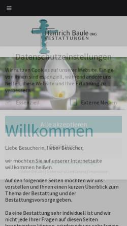 Vorschau der mobilen Webseite www.baule-bestattungen.de, Bestattungsunternehmen Heinrich Baule oHG