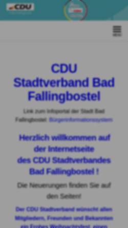 Vorschau der mobilen Webseite cdu-fallingbostel.de, CDU-Stadtverband Bad Fallingbostel