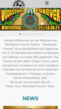 Vorschau der mobilen Webseite www.woodstockforever.de, Woodstock Forever 2009