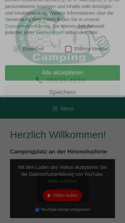 Vorschau der mobilen Webseite www.camping-weserbergland.de, Campingplatz Himmelspforte