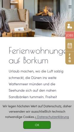 Vorschau der mobilen Webseite www.insellust-borkum.de, Webverzeichnis Borkumer Unterkuenfte