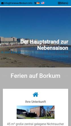 Vorschau der mobilen Webseite ferienaufborkum.info, Ferienwohnung “Haus Norderoog Nr. 2”
