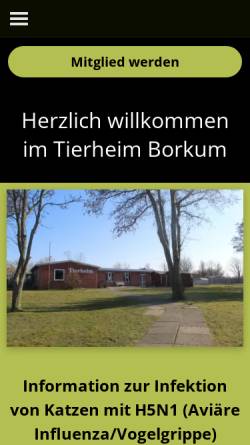 Vorschau der mobilen Webseite www.tierheim-borkum.de, Tierschutzverein Borkum e.V.