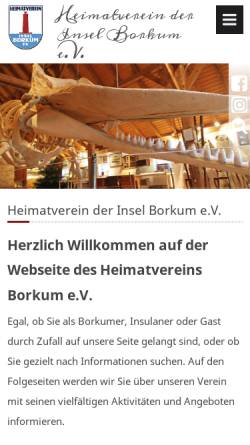 Vorschau der mobilen Webseite www.heimatverein-borkum.de, Heimatverein Borkum e.V.