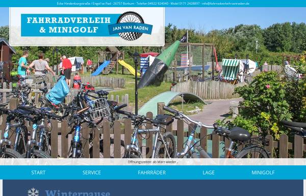 Vorschau von www.fahrradverleih-vanraden.de, Fahrradverleih und Minigolf, Jan van Raden
