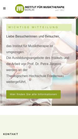 Vorschau der mobilen Webseite musiktherapieberlin.de, Musiktherapie Berlin