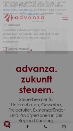 Vorschau der mobilen Webseite www.advanza-steuerberatung.de, Advanza Steuerberatungsgesellschaft mbH