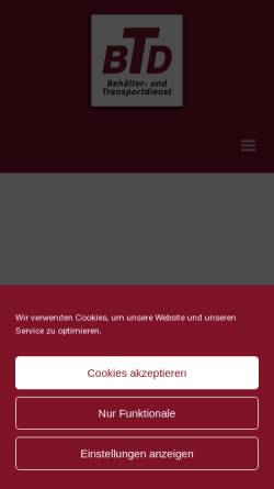 Vorschau der mobilen Webseite btd-hude.de, BTD Behälter- und Transportdienst GmbH & Co. KG