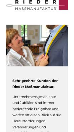 Vorschau der mobilen Webseite www.rieder-moden.de, Rieder-Moden