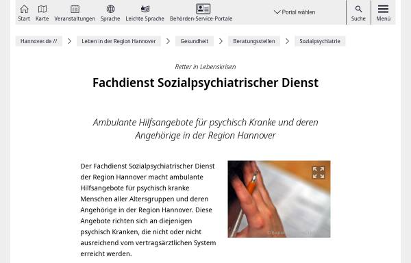 Vorschau von www.hannover.de, Sozialpsychiatrischer Dienst der Region Hannover