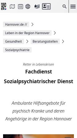 Vorschau der mobilen Webseite www.hannover.de, Sozialpsychiatrischer Dienst der Region Hannover