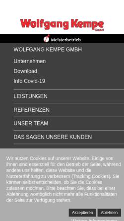 Vorschau der mobilen Webseite kempe-gmbh.de, Wolfgang Kempe GmbH